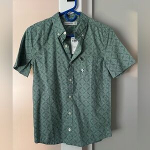 Abercrombie Kids Green Patterned Casual Shirt